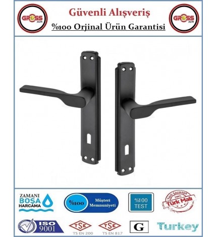 Lüx 2019 Mat Siyah İç Oda Kapı Kolu - 1 Takım Ön ve Arka