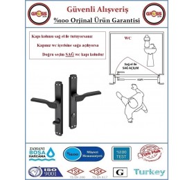 Lüx 2019 Mat Siyah Wc Banyo Kapı Kolu - 1 Takım Ön ve Arka - Sağ