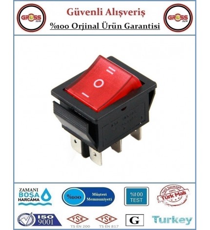 Geniş Işıklı 1-0-2 Anahtar - Kırmızı