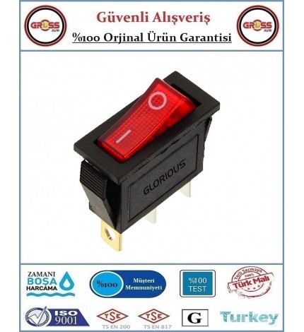 Tekli Aç Kapa Işıklı Anahtar - Kırmızı