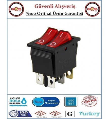 İkili Aç Kapa Işıklı Anahtar - Kırmızı