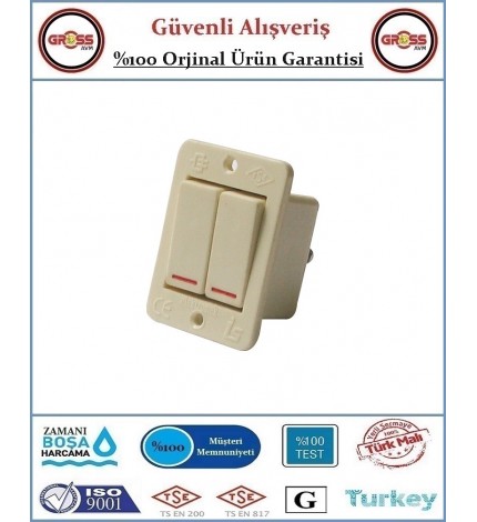 Bakalit İkili Anahtar - Aç Kapa - Krem