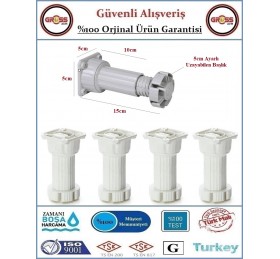 Plastik Baza Ayağı - Ayarlanabilir 10-15cm - Beyaz - 4 Adet