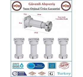 Plastik Baza Ayağı - Ayarlanabilir 10-15cm - Gri - 4 Adet