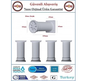 Plastik Ayarlanabilir Mobilya Ayağı - 10cm - Beyaz - 4 Adet