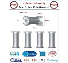 Plastik Ayarlanabilir Mobilya Ayağı - 10cm - Gümüş - 4 Adet