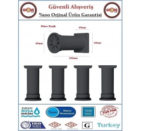 Plastik Ayarlanabilir Mobilya Ayağı - 10cm - Siyah - 4 Adet