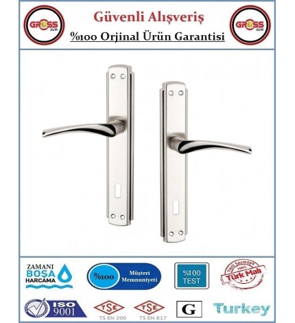 Bravo İç Oda Kapı Kolu - Nikel Kaplama - 1 Takım Ön ve Arka