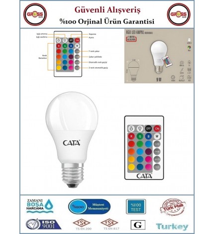 Cata RGB Uzaktan Kumandalı LED Ampul - 9 Watt