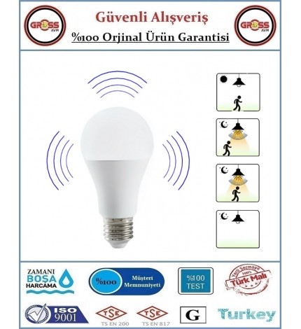 Cata Harekete Duyarlı Sensörlü Led Ampül 12 Watt - Beyaz