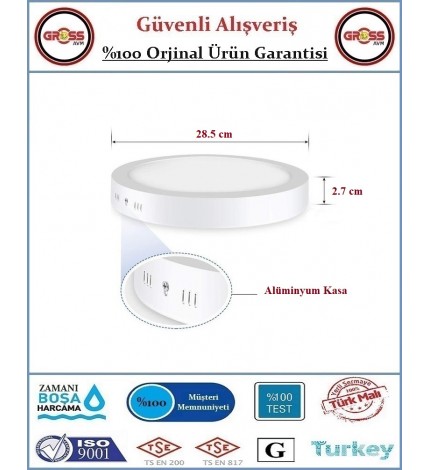 Cata Sıva Üstü LED Armatür Beyaz - 30 Watt - 3200 Lümen - Beyaz Işık