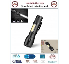 Cata Şarjlı Police Ledli El Feneri - Mini Cep El Feneri - 3 Fonksiyon