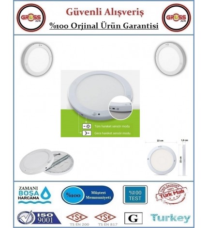 Cata Sensörlü Led Tavan Armatürü - 18 Watt