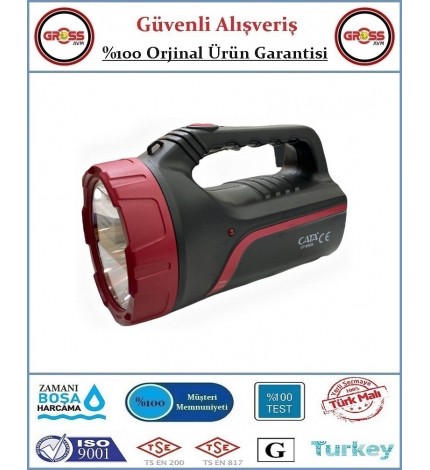 Cata Gemici El Feneri - Avcı Projektörü - Şarzlı - 6400 Kelvin - Beyaz Led Işık