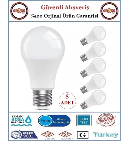 Cata Led Ampul - 9 Watt - 850 Lümen - Beyaz Işık - 6 Adet