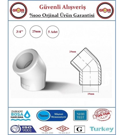 Fırat PPRC 45 Derece Dirsek - 25mm - 5 Adet