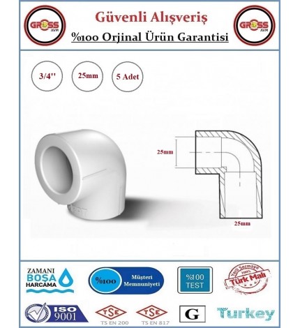 Fırat PPRC 90 Derece Dirsek - 25mm - 5 Adet