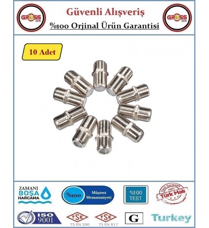 F Ara Konnektör Uydu Anten Kablo Birleştirici - Rg6 - 10 Adet