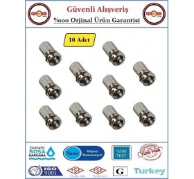 F Konnektör Uydu Anten Kablosu Ucu - Rg6 - 10 Adet