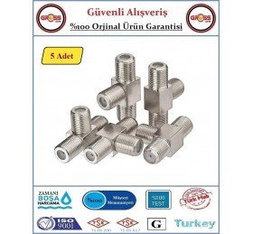F Üçlü Konnektör Uydu Anten Kablo Dağıtıcısı - Rg6 - 5 Adet