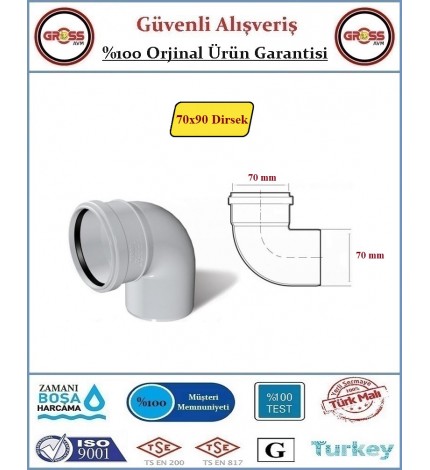 Fırat PVC 90 Derece Dirsek - 75mm 