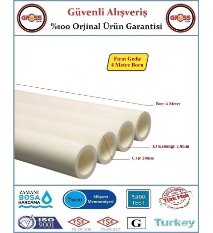 Fırat Gediz PPRC 20mm Tesisat Borusu - 4 Metre