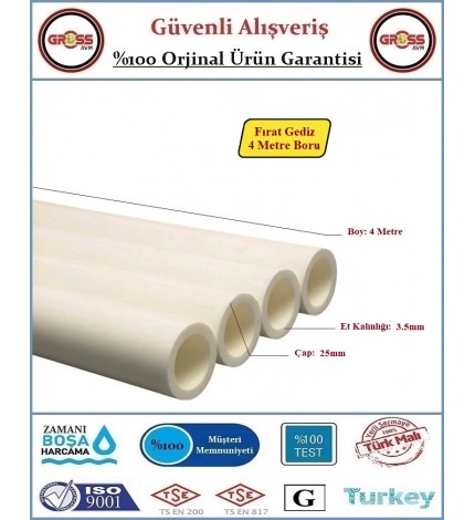 Fırat Gediz PPRC 25mm Tesisat Borusu - 4 Metre