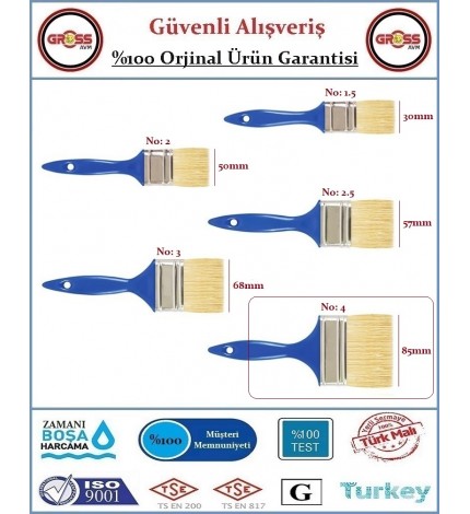 Aldeko Plastik Saplı Kestirme Boya Fırçası - No: 4