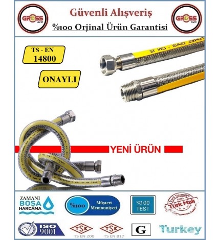 Ocak Gaz Hortumu - Gaz Flexi TS-EN 14800 Onaylı - 100cm