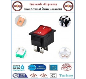 Geniş Işıklı 0-1 Difaze Aç Kapa Anahtar - Kırmızı