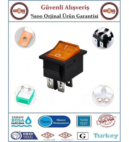 Geniş Işıklı 0-1 Difaze Aç Kapa Anahtar - Sarı