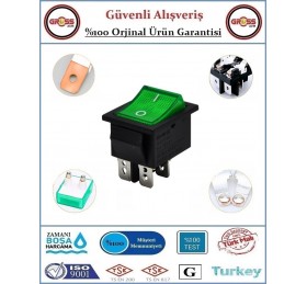 Geniş Işıklı 0-1 Difaze Aç Kapa Anahtar - Yeşil