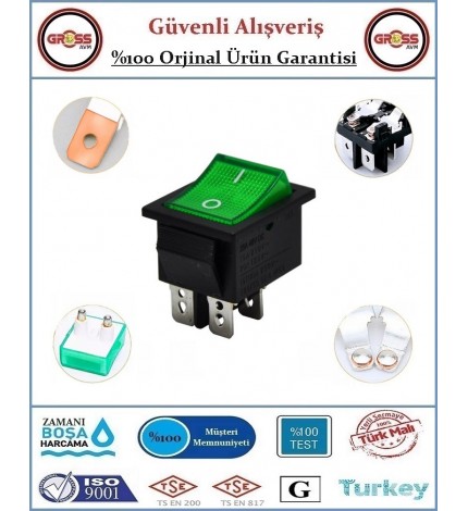 Geniş Işıklı 0-1 Difaze Aç Kapa Anahtar - Yeşil