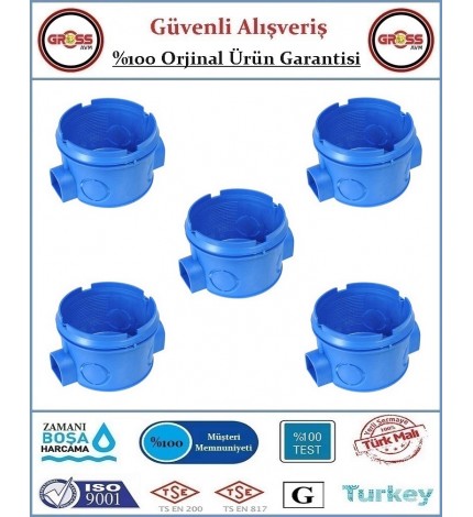 Sıva Altı Geçmeli Anahtar Priz Kasası - Halojen Alev Yaymayan - 5 Adet