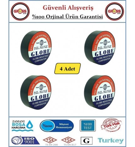 Globe Elektrik Bantı - Orjinal Ürün - 19MM Siyah - 4 Adet