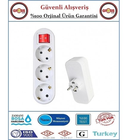 Üçlü Topraklı Anahtarlı Golyat Fiş Priz