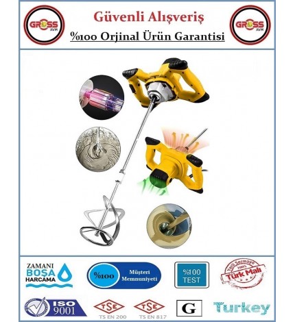 Portek Boya, Harç, Alçı Karıştırıcı Mikser - 2400 Watt