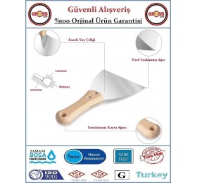 Dekor Ahşap Saplı Alçı & Macun Ispatulası - Yay Çeliği - 12CM