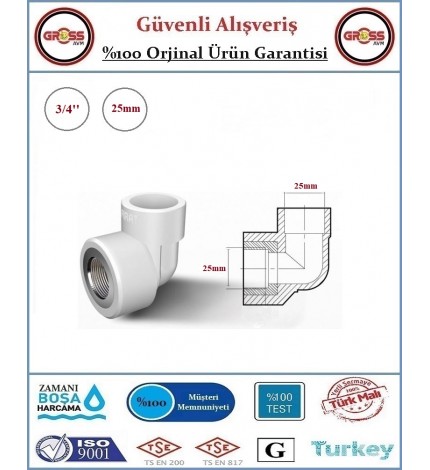Fırat PPRC İç Dişli Dirsek - 25mm - 3/4''