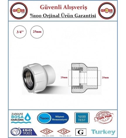 Fırat PPRC İç Dişli Rakor - 25mm - 3/4''