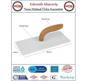 Dekor Kaleterasit Plastik Saplı Sıva Malası - Akrilik Plaka - 28CM