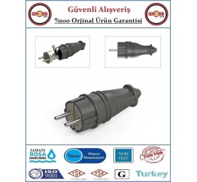 Kauçuk Monofaze 1X16 Amper - 220 Volt Topraklı Erkek Fiş
