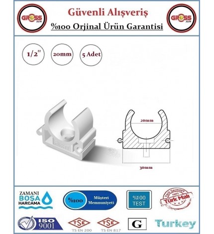 Fırat PPRC Tekli Kelepçe - 20mm - 5 Adet