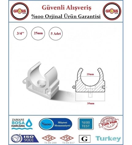 Fırat PPRC Tekli Kelepçe - 25mm - 5 Adet