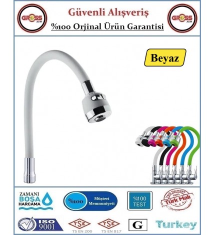 Spiralli Esnek Mutfak Evye Batarya Borusu - Beyaz