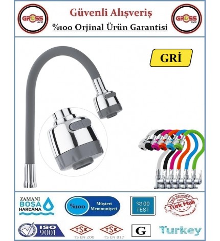 Spiralli Esnek Mutfak Evye Batarya Borusu - Gri