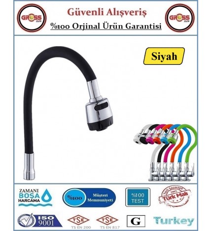 Spiralli Esnek Mutfak Evye Batarya Borusu - Siyah