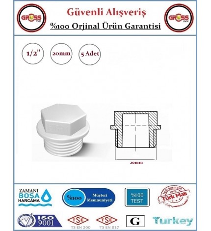 Fırat PPRC Kör Tapa - 20mm - 5 Adet