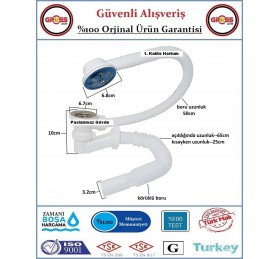 Küvet Duş Gider Tropleni - Körüklü - Paslanmaz Gövde