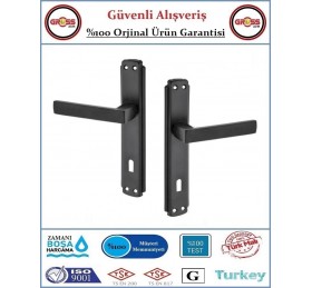 Kare İç Oda Kapı Kolu - Mat Siyah - 1 Takım Ön ve Arka
